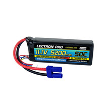 Lectron Pro 11.1V 5200mAh 50C Lipo Battery with EC5 Connector for 1/10 Scale Cars, Trucks, and Buggies
