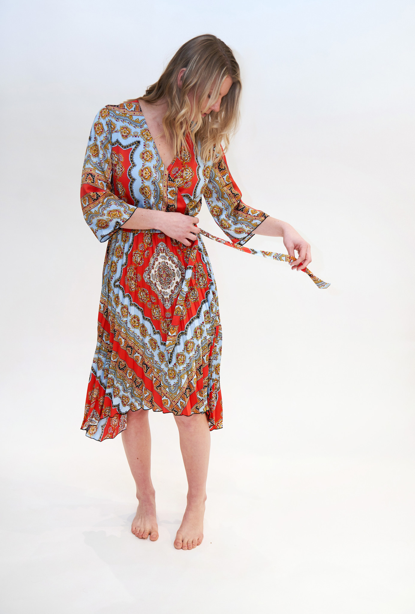 chain print midi dress