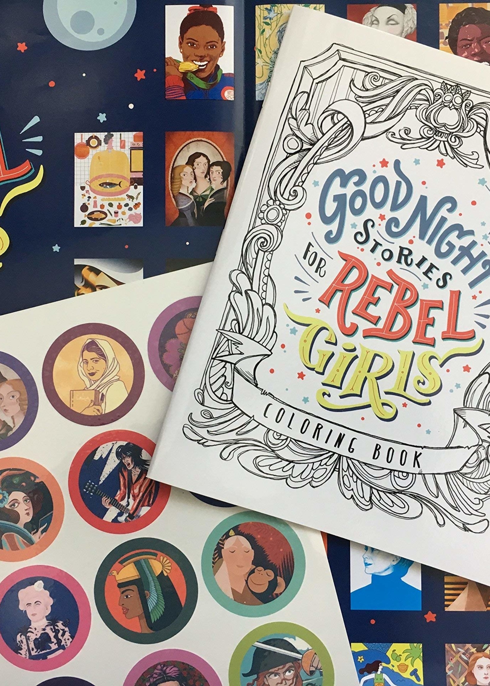 Good Night Stories for Rebel Girls, Rebel Pack, Coloring Book, Poster, and Tattoos