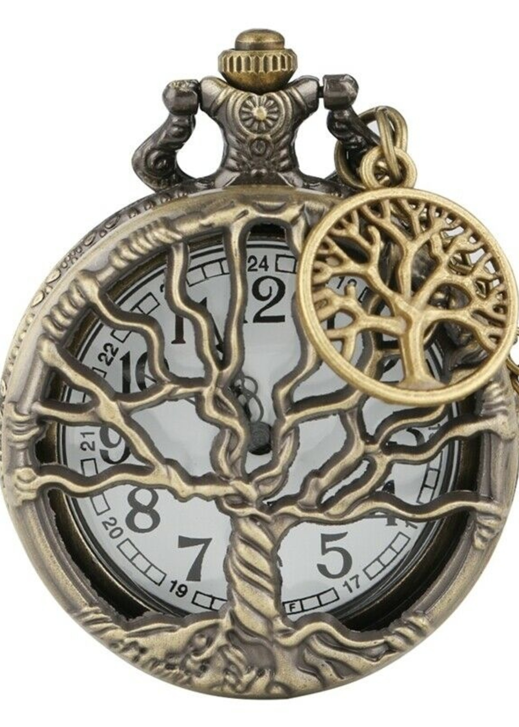 Tree of Life Antique Bronze Pocket Watch Necklace