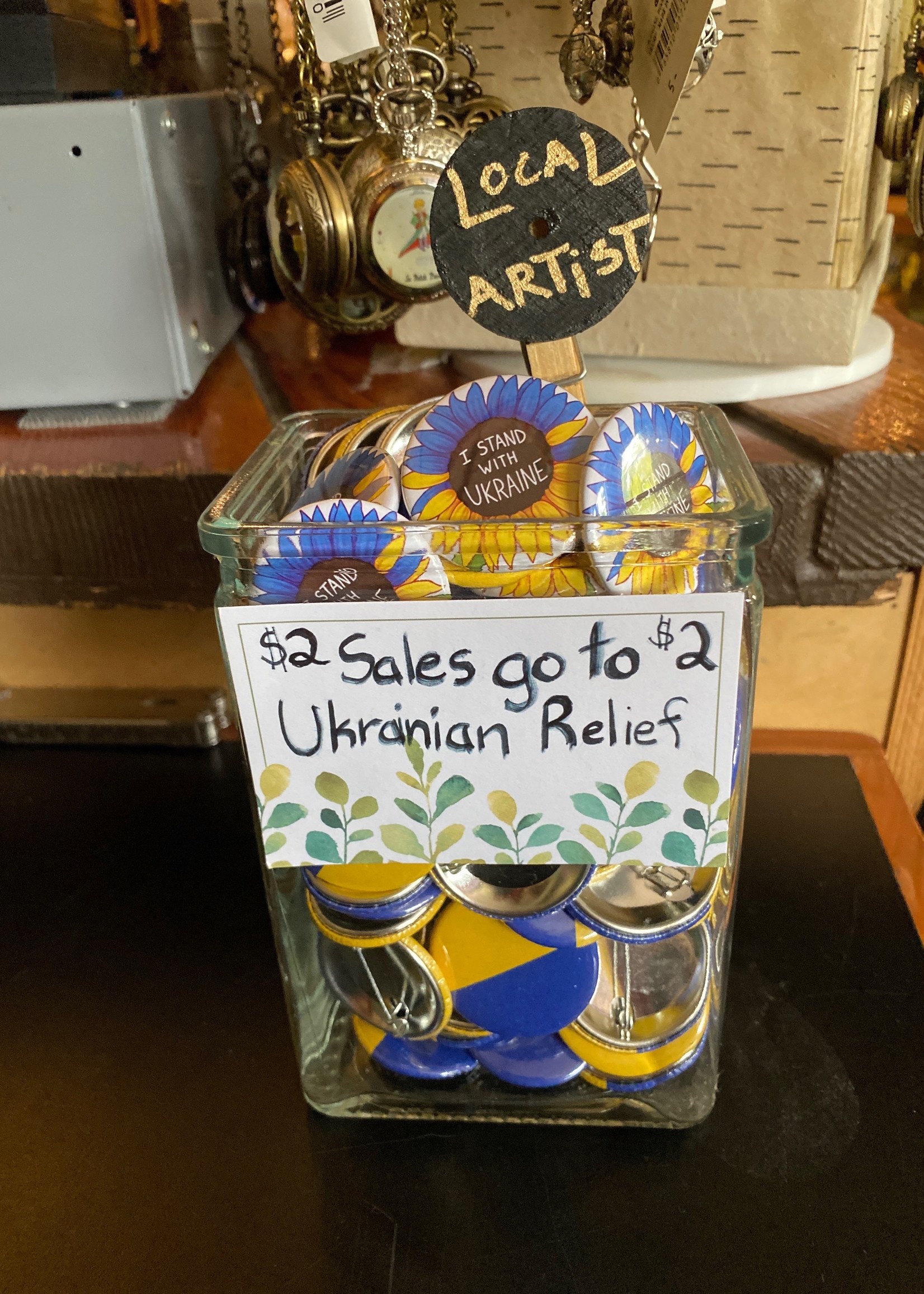 Ukraine Sunflower Fundraiser Button