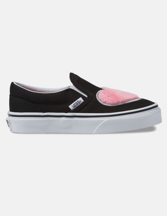 black and pink slip on vans