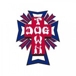 Dogtown Dogtown Cross Logo Flag 4" Die Cut Sticker - Blue/Red