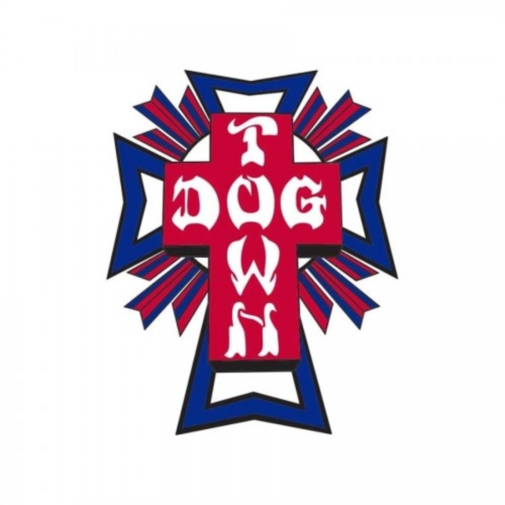 Dogtown Dogtown Cross Logo Flag 2" Die Cut Sticker - Blue/Red