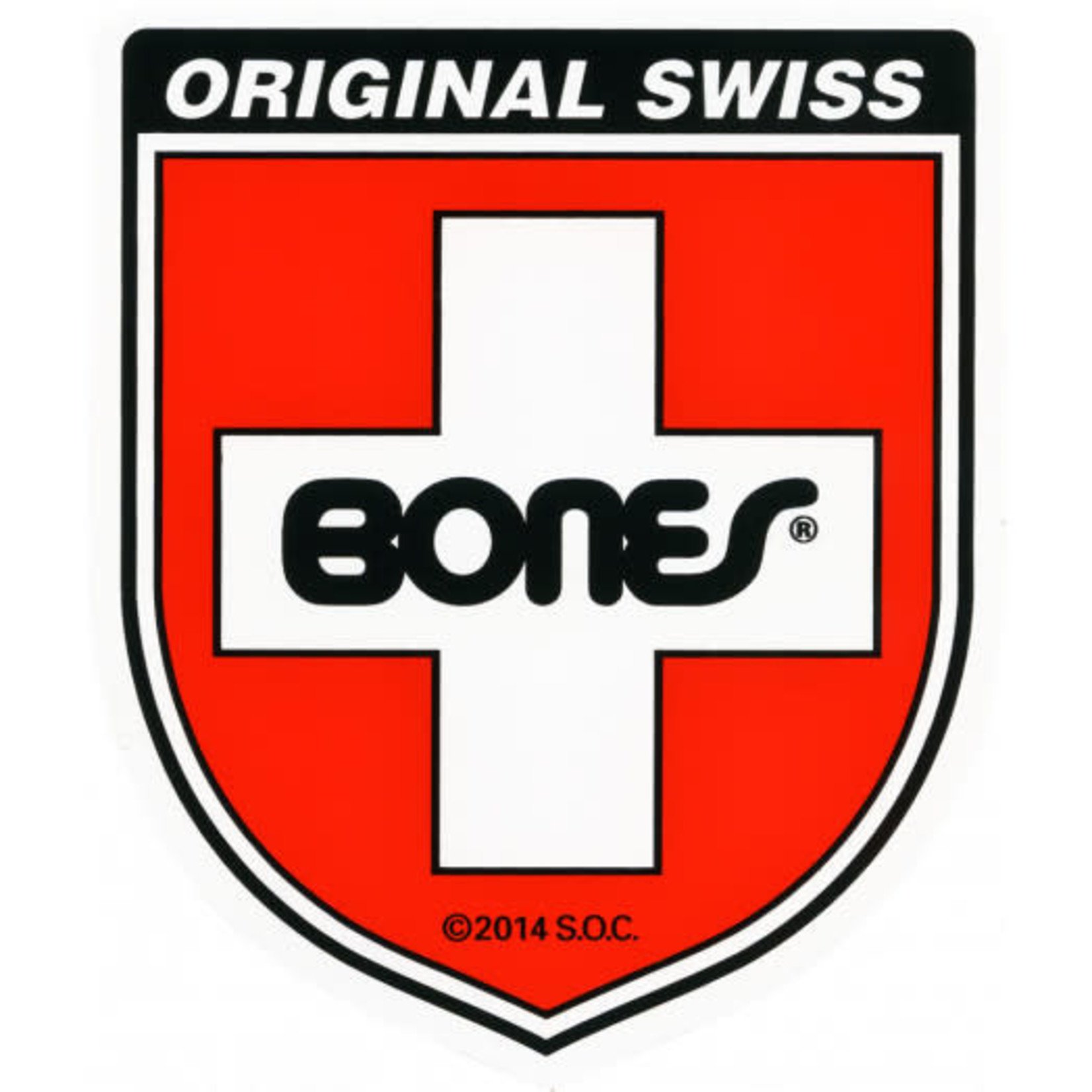 Bones Bones Swiss Bearing Shield Sticker 3-1/4" x 3-3/4"