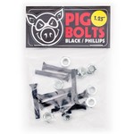 Pig Wheels Pig Bolts 1.25" Phillips Hardware - Black