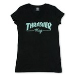Thrasher Thrasher Logo Girl's V Neck T-Shirt - Black