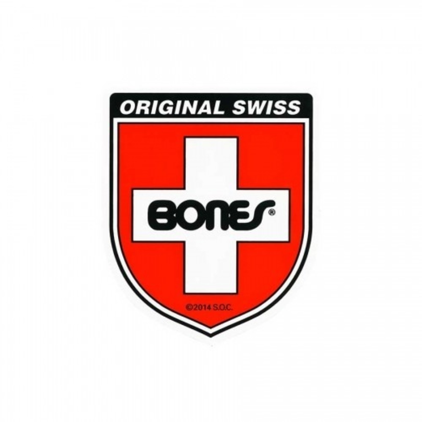 Bones Bones Swiss Shield Sticker - Small 2.25" X 1.875"