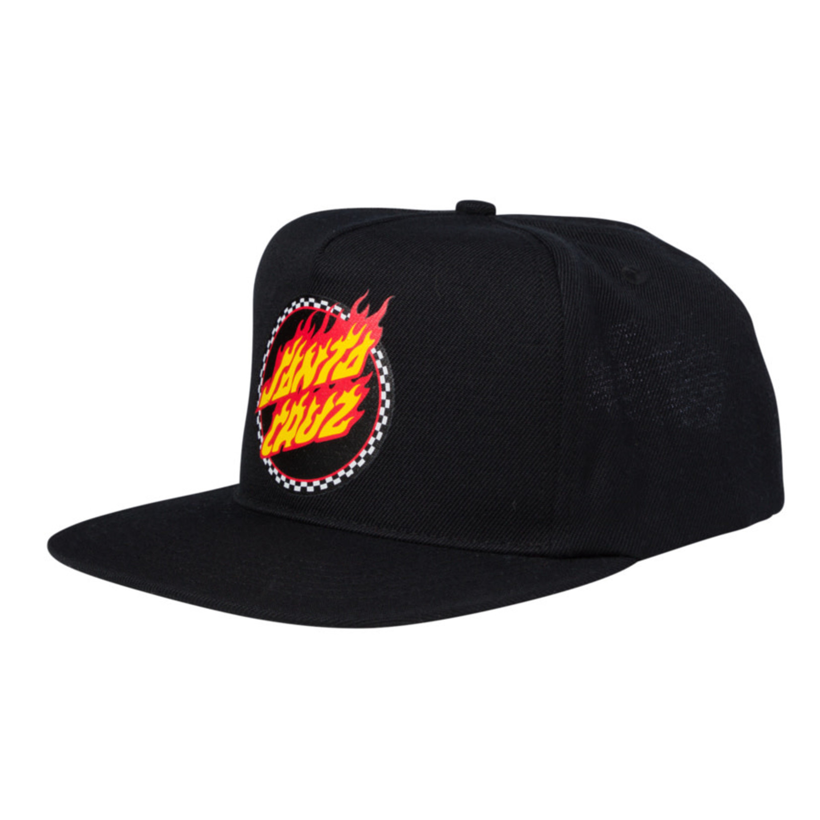 Santa Cruz Skateboards Santa Cruz Check Ringed Flamed Dot Mid Profile Snapback Hat - Black