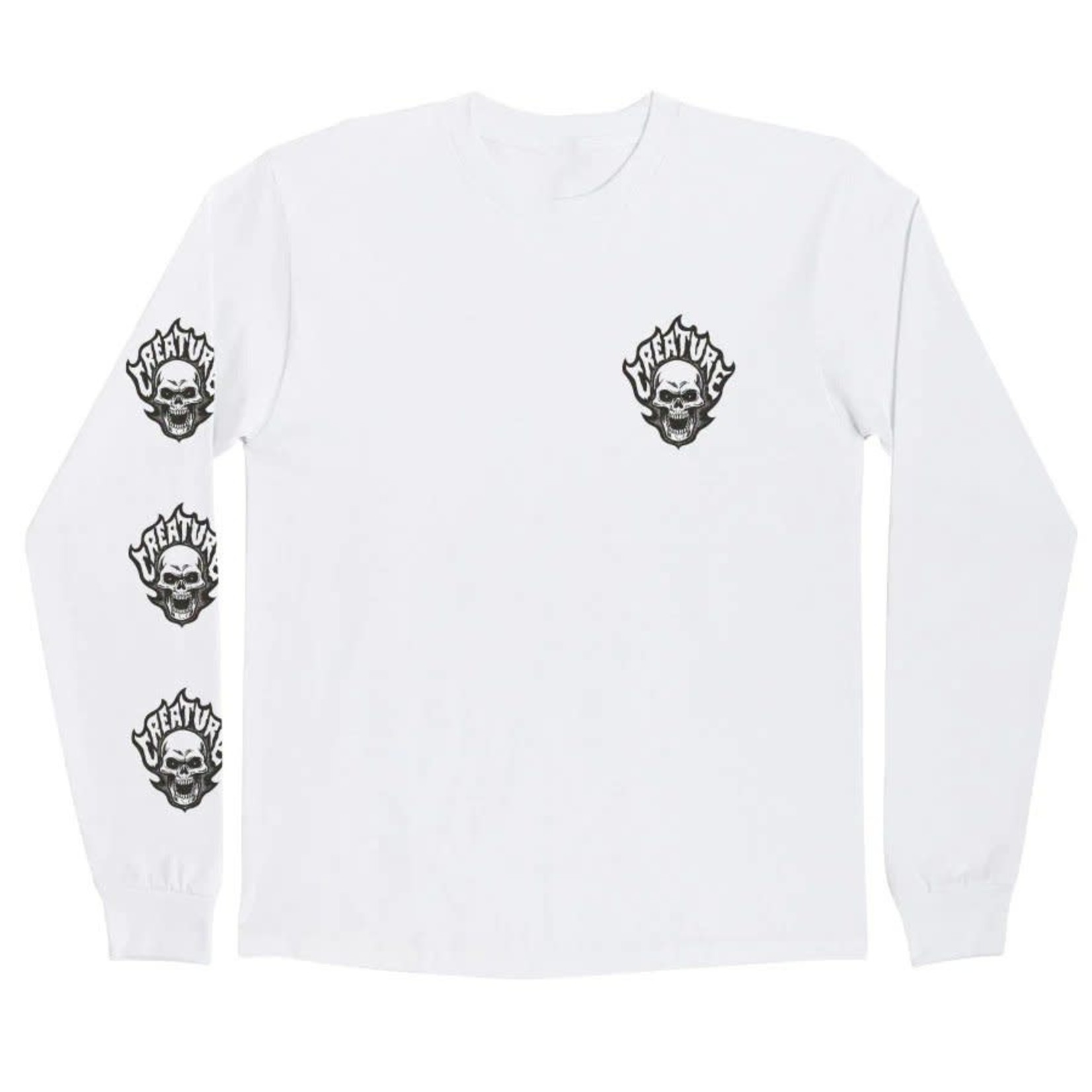 Creature Creature Mens Bonehead Flame L/S T-Shirt - White