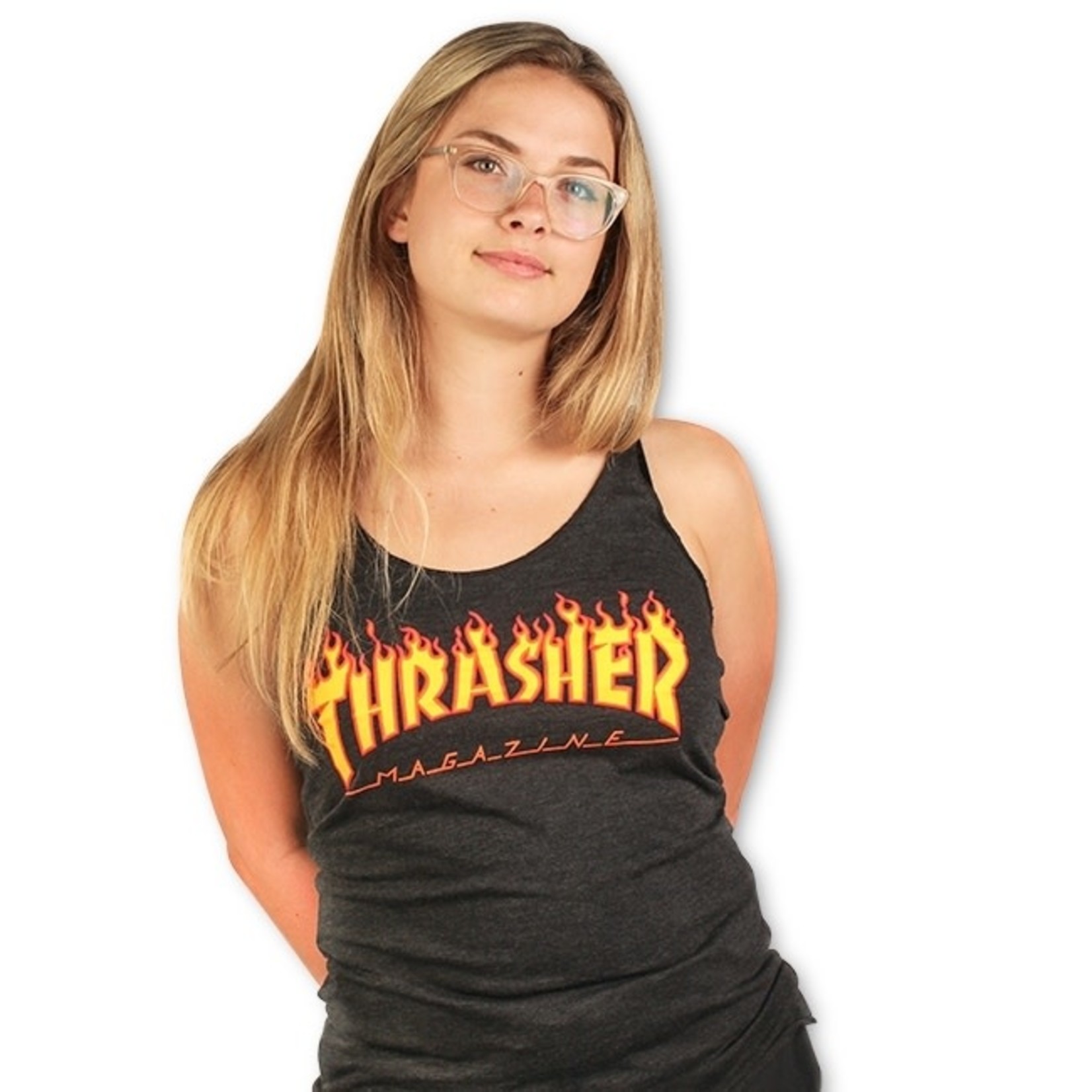 Thrasher Thrasher Flame Logo Racerback Girls Tank - Black -