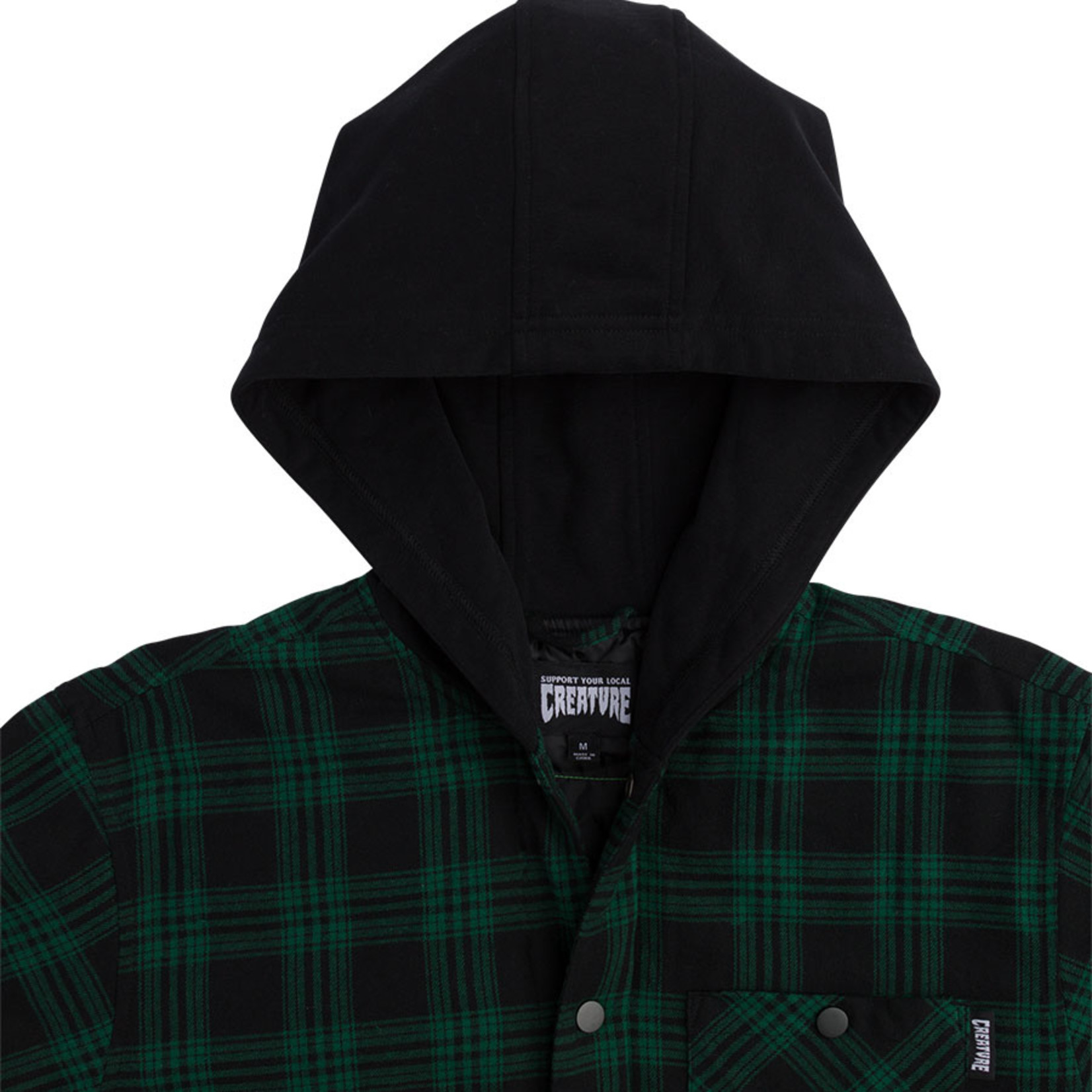 Creature Creature Bonehead L/S Hood Flannel Jacket - Black/Green