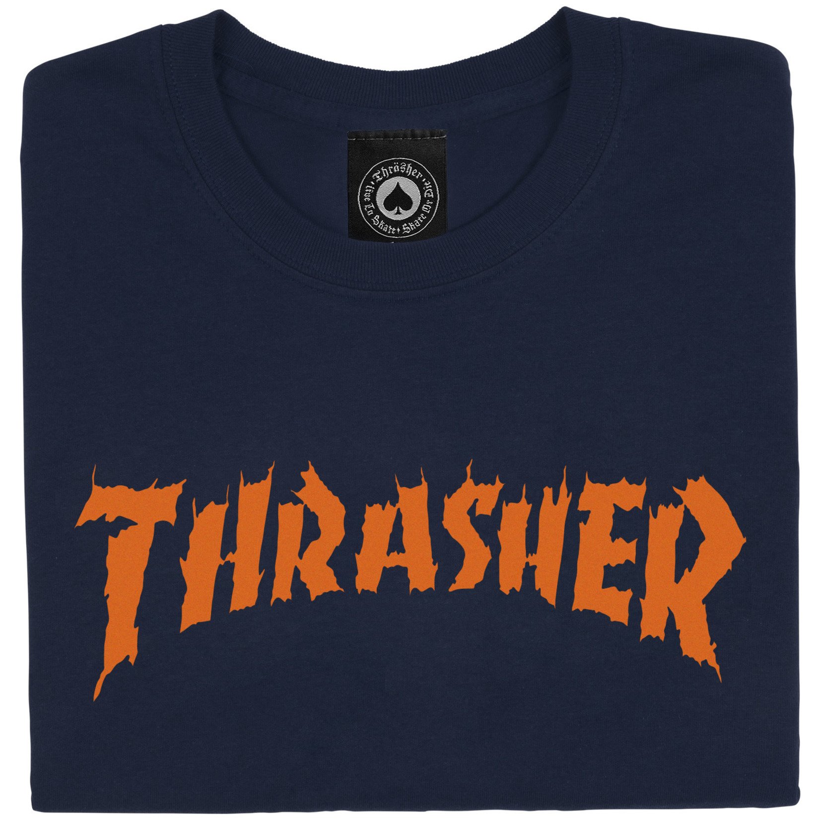 Thrasher Thrasher Burn it Down S/S T-shirt- Navy Blue