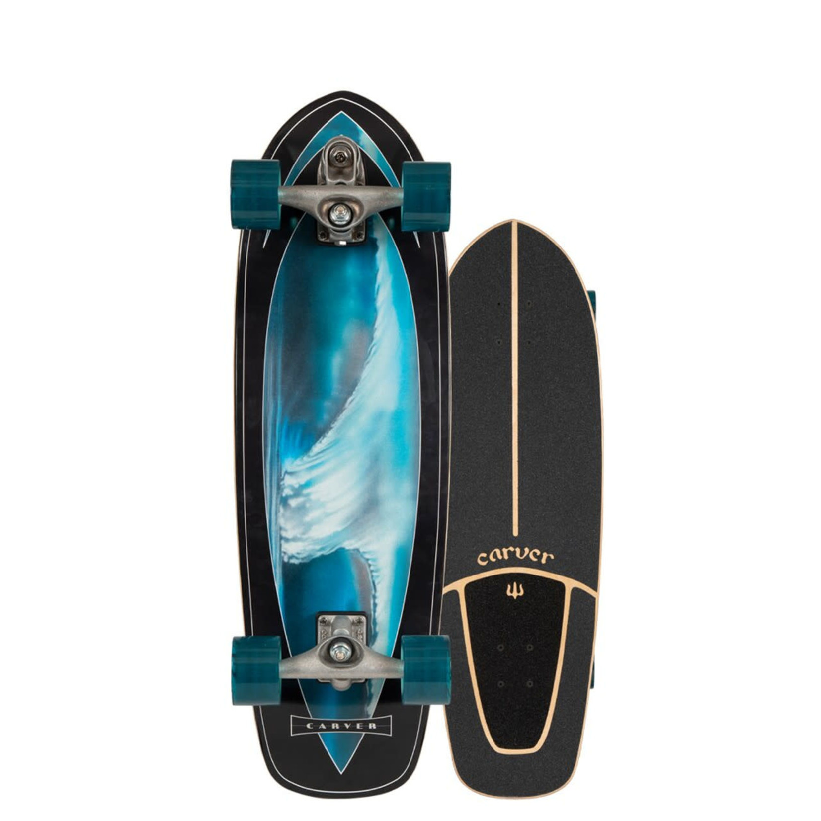 カーバー スケートボード スーパー サーファー コンプリート 【CARVER SKATEBOARDS SUPER SURFER C7 TRUCK  COMPLETE】 サーフスケート カラー:75mm MAG Aqua Eco/Deck Pad Grip/Raw trucks サイズ:32 x  9.875, スケートボード,コンプリート,サーフスケート