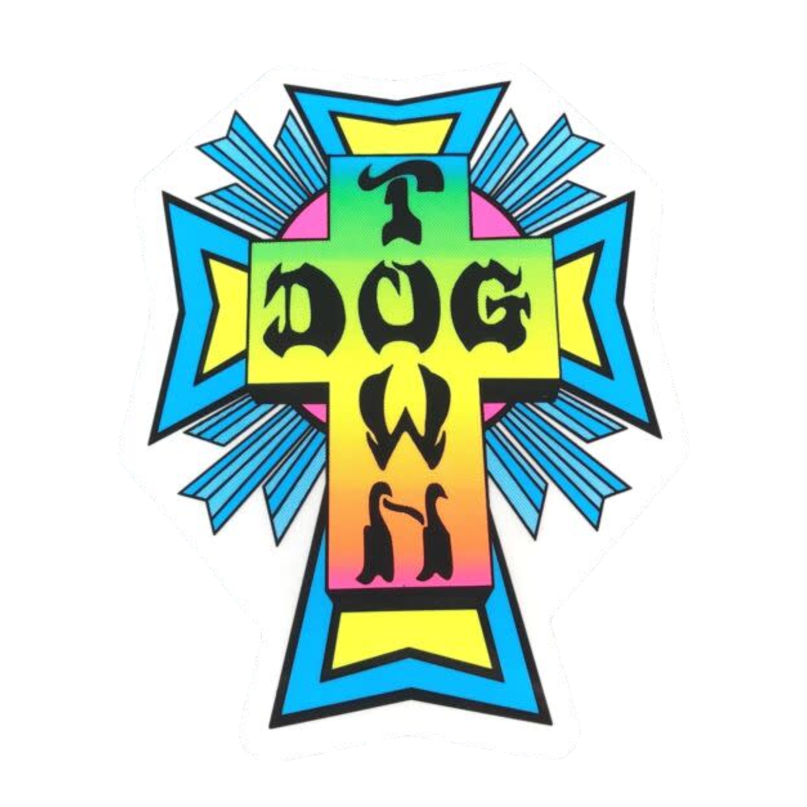 Dogtown Dogtown Cross Logo Flag 2" Die Cut Sticker - Neon