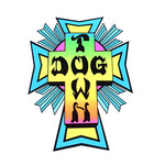 Dogtown Dogtown Cross Logo Flag 4" Die Cut Sticker - Neon