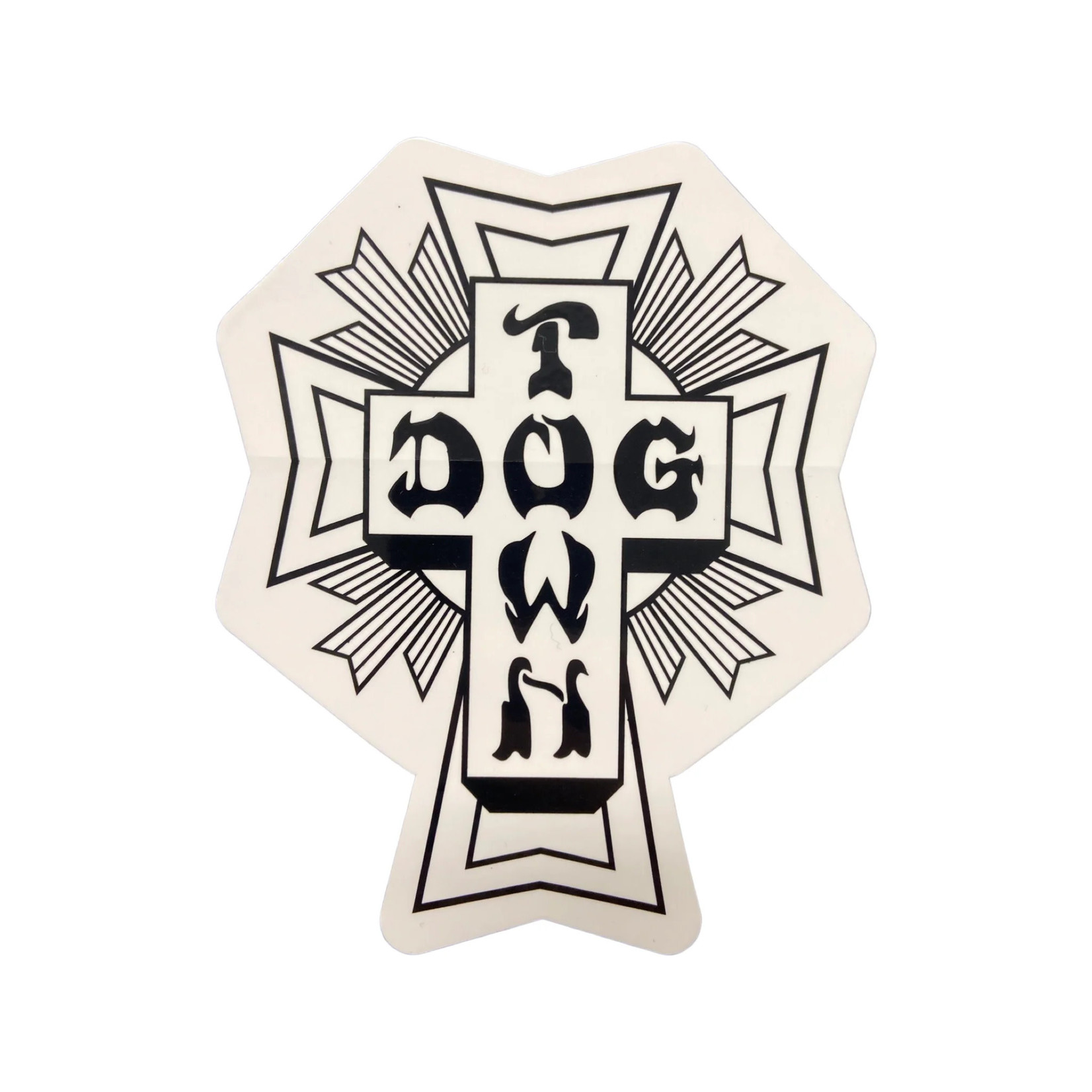 Dogtown Dogtown Cross Logo Flag 12" Sticker - Black/White