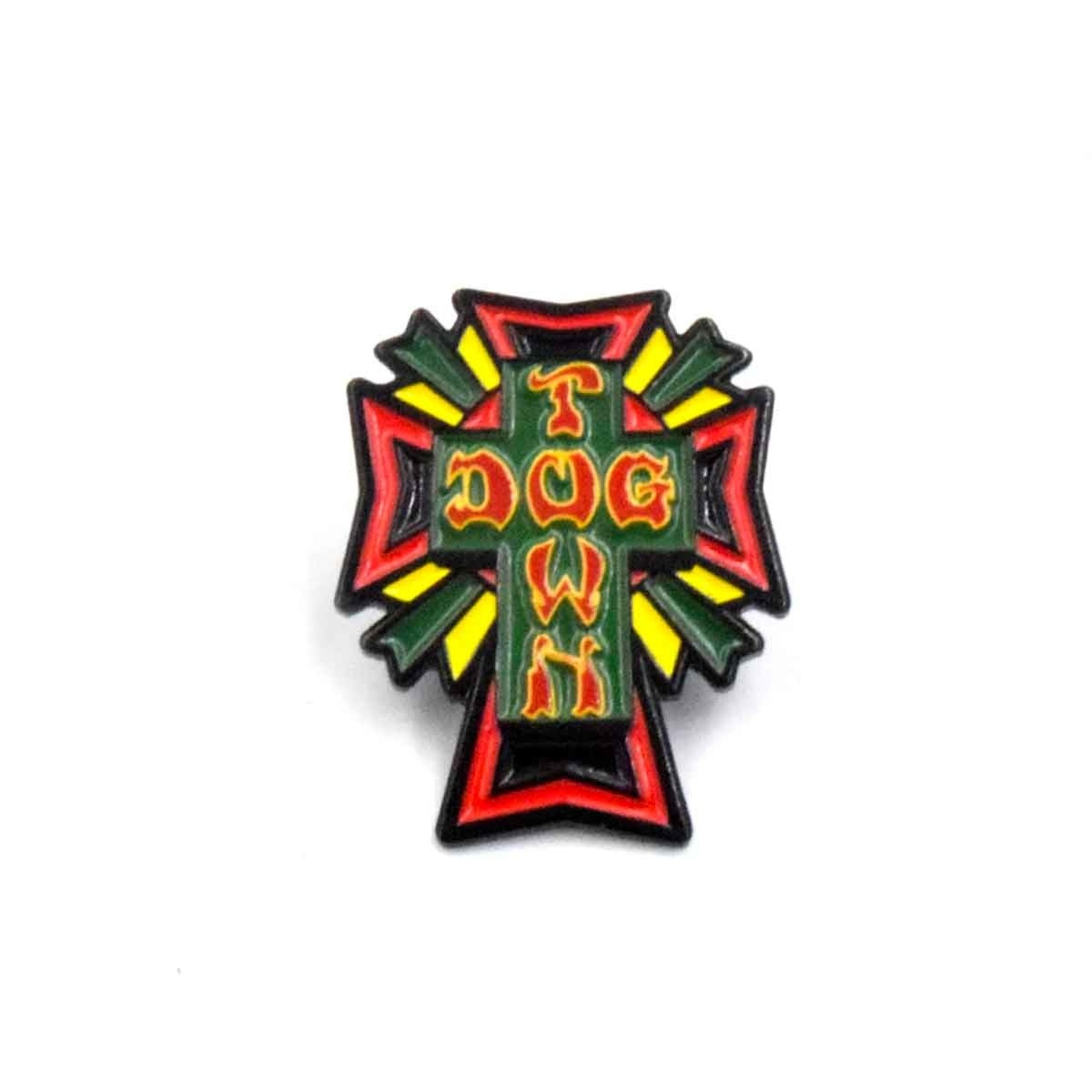 Dogtown Dogtown Cross Logo Color Enamel Pins - Rasta / 1.25"