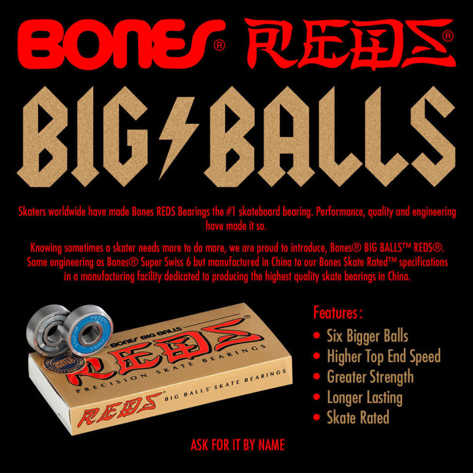 Bones Bones Big Balls Reds - Bearings (8 pack)
