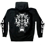Dogtown Dogtown Cross Logo Zip Hooded Sweatshirt W/Sleeve Print - Black