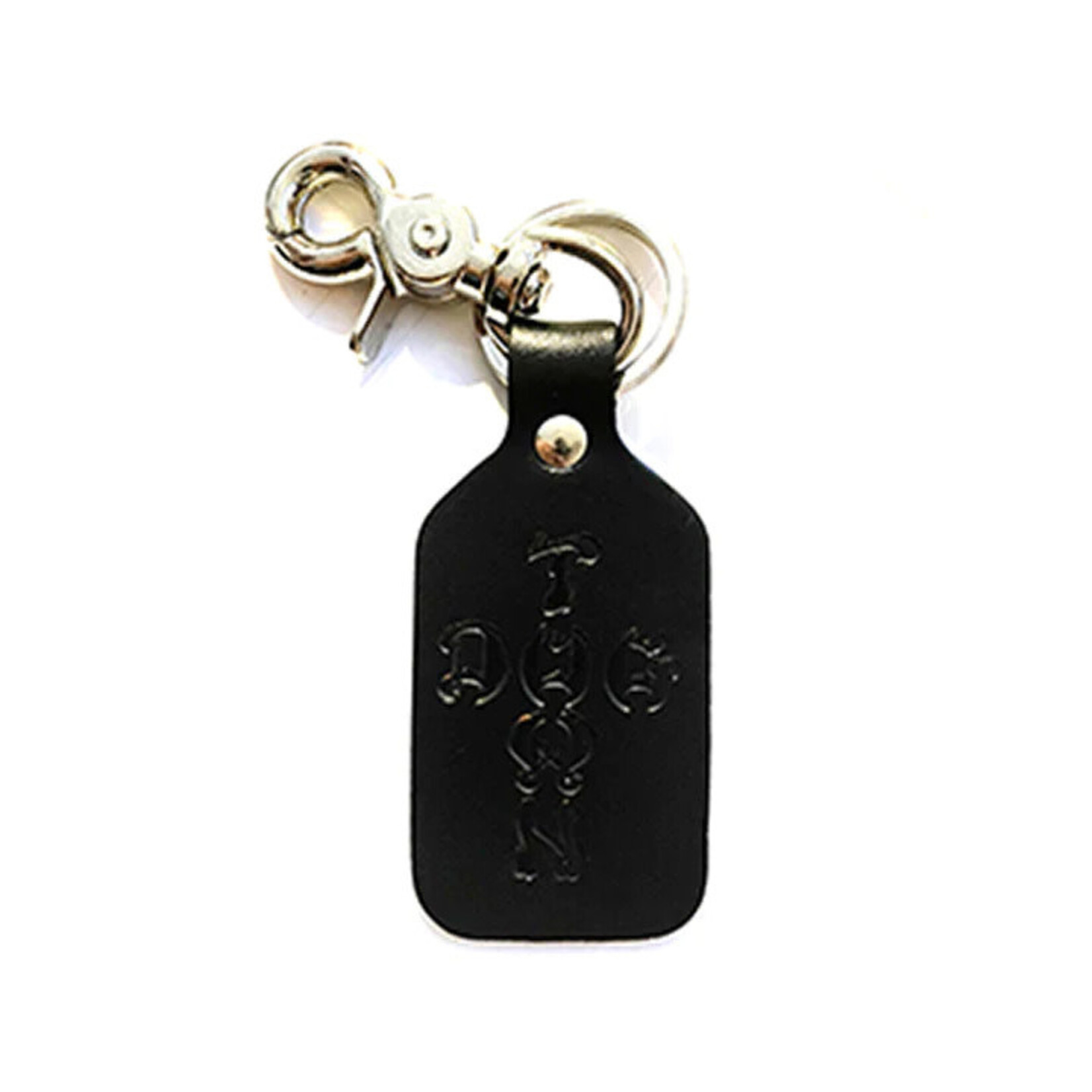 Dogtown Dogtown Cross Letters Leather Clip-on Keychain - Black