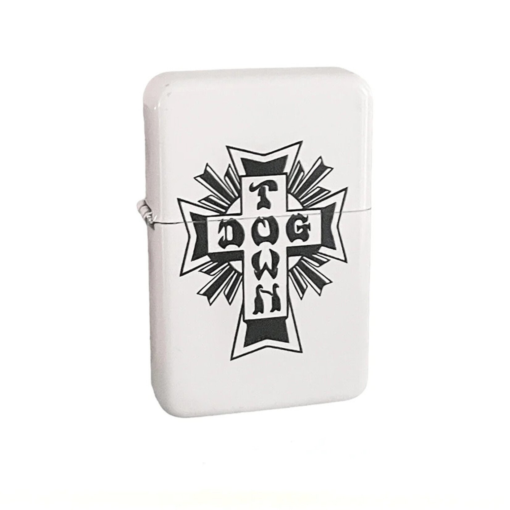 Dogtown Dogtown Cross Logo Flip Top Metal Lighter - White / Black