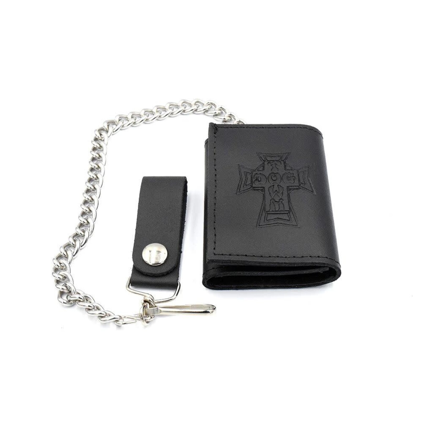 Dogtown Dogtown Vintage Cross Small Leather Trifold Chain Wallet - Black