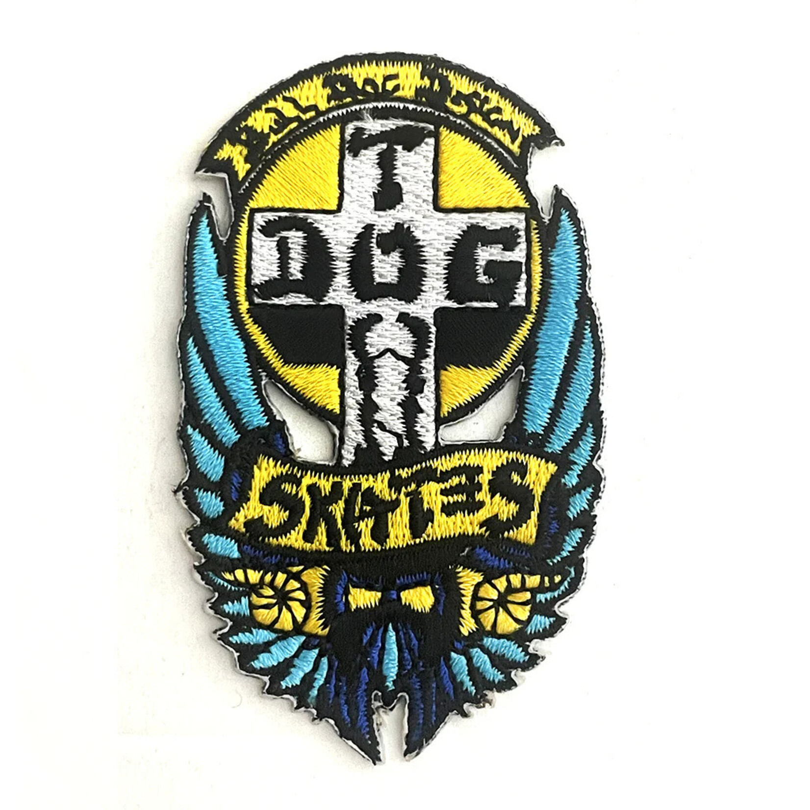 Dogtown Dogtown Bull Dog OG 70s Patch 2.75" x 1.75" - Yellow / Light Blue Wings