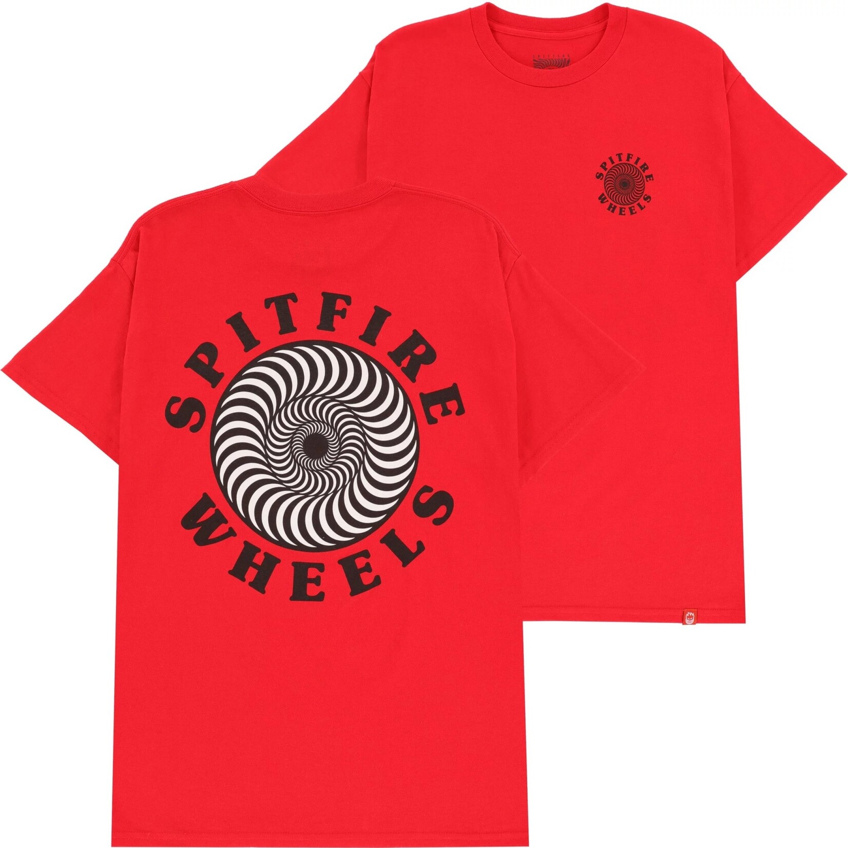 Spitfire SPITFIRE OG CLASSIC FILL TEE RED w/ BLACK & WHITE PRINTS - SM