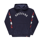 Spitfire Wheels SPITFIRE OLD E COMBO SLEEVE HOOD NAVY w/ WHITE & RED PRINTS - XL