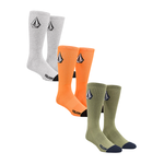 Volcom Volcom Full Stone Socks - 3 Pack - Grey / Green / Orange