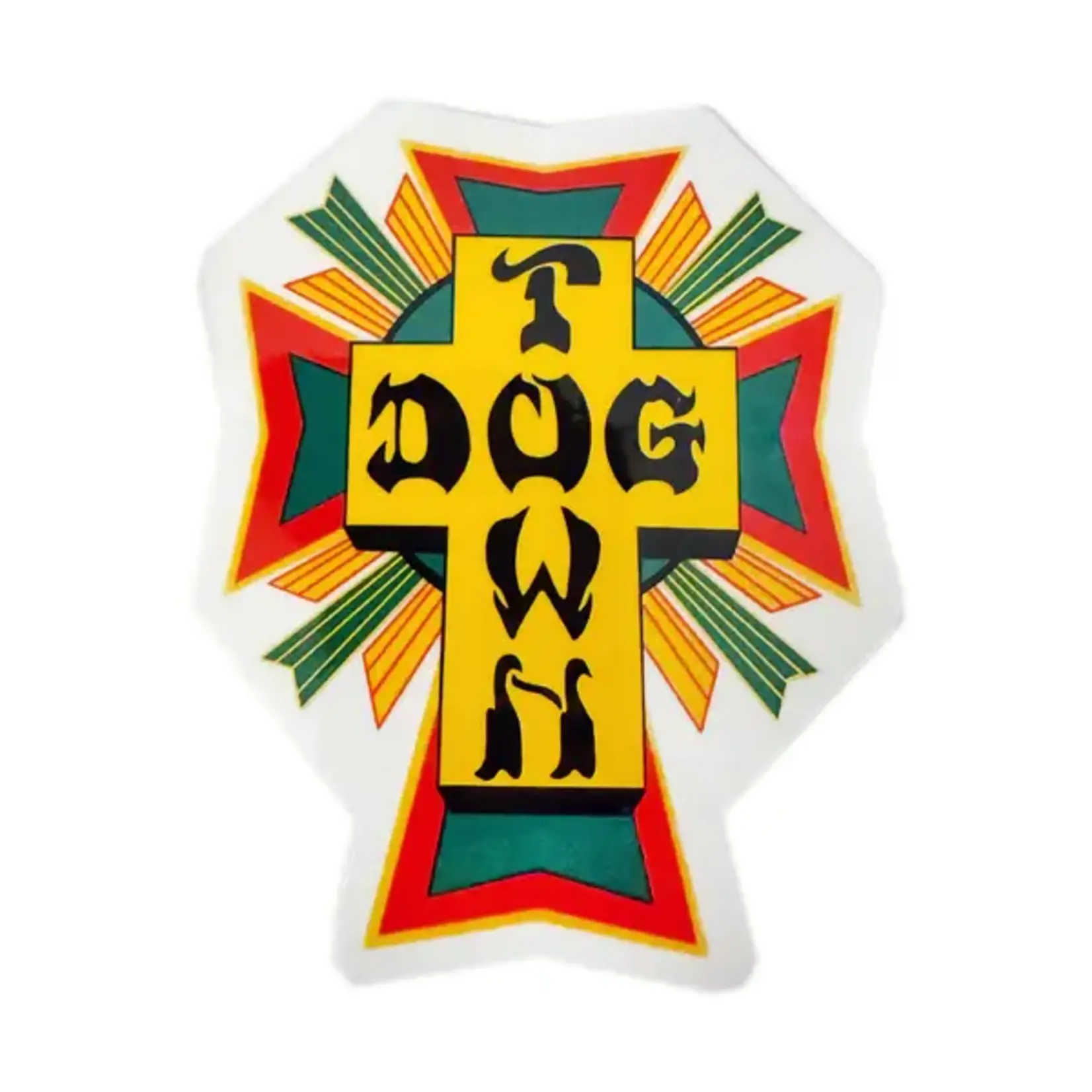 Dogtown Dogtown - 80s Cross Logo Sticker - 2" - Rasta