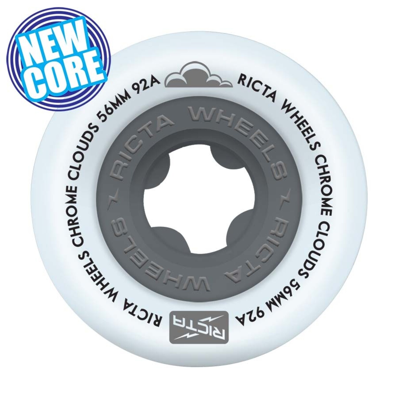 Ricta Ricta - Chrome Clouds Wheels - 56mm 92a - White / Metallic Gray
