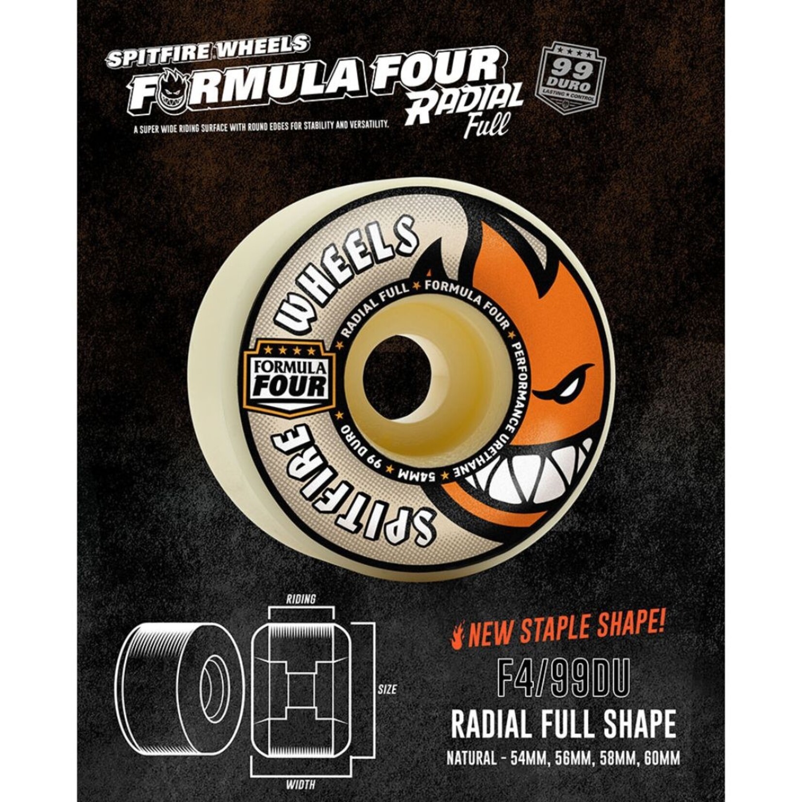 Spitfire Spitfire - F4 Radial Full Wheels - 56mm 99a - Set of 4