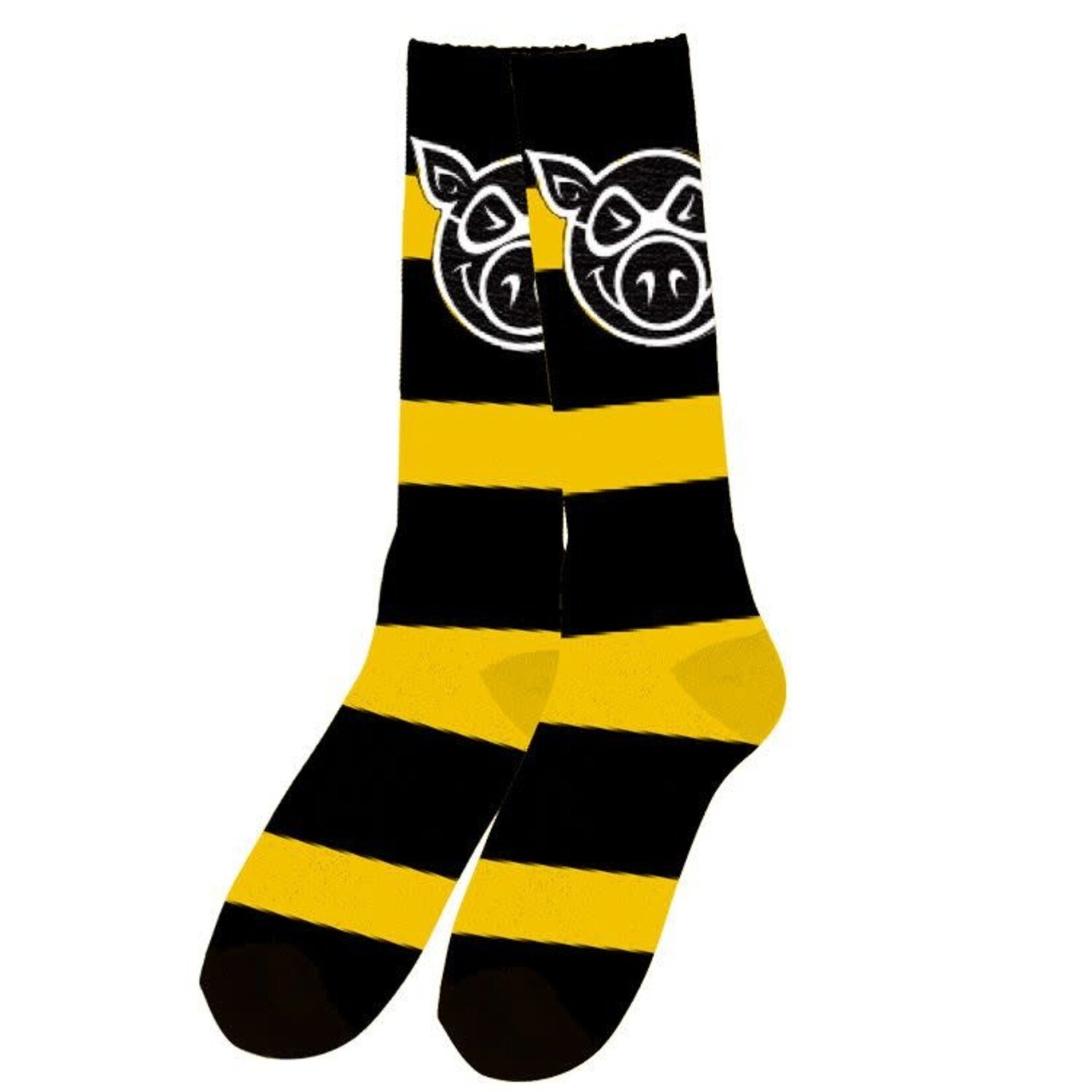 Pig Wheels PIG Wheels - Pig Head Striped Tall Socks -