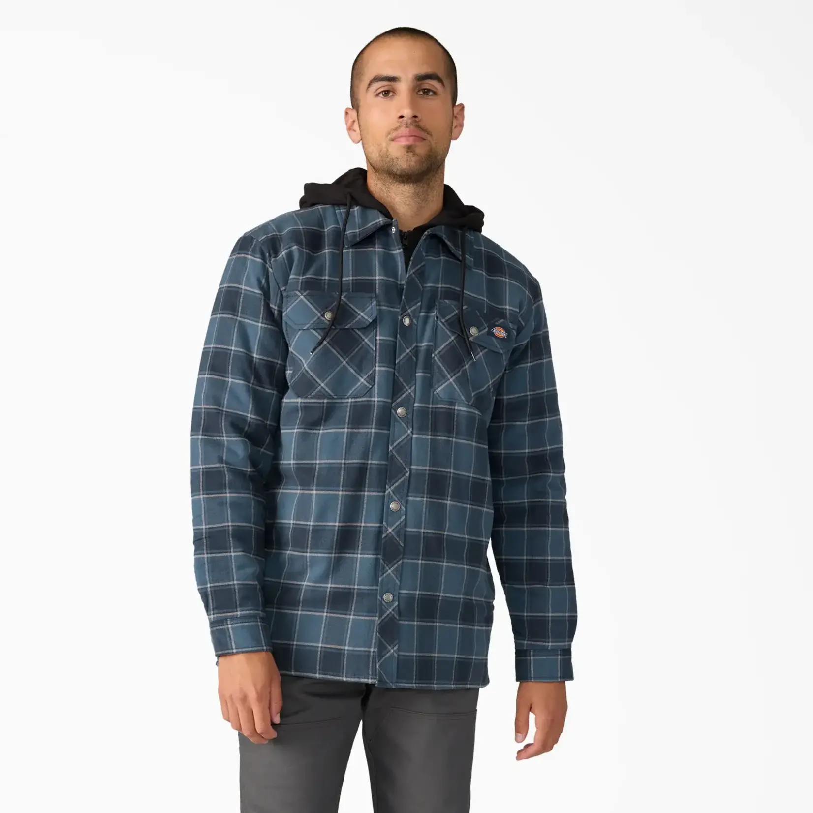 Dickies Dickies - Water Repellent Flannel Hooded Shirt Jacket - Plaid Dark Navy -