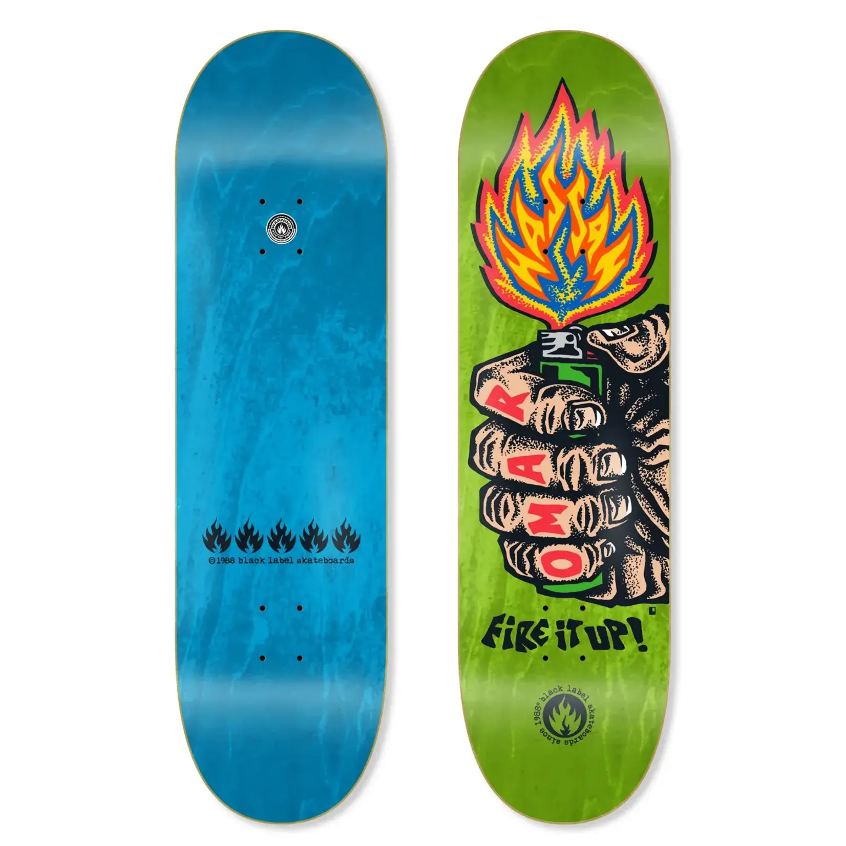 Black Label Omar Hassan - Fire It Up Deck - 8.38" x 32.5" x 14.38" - Assorted Top/Bottom Stains