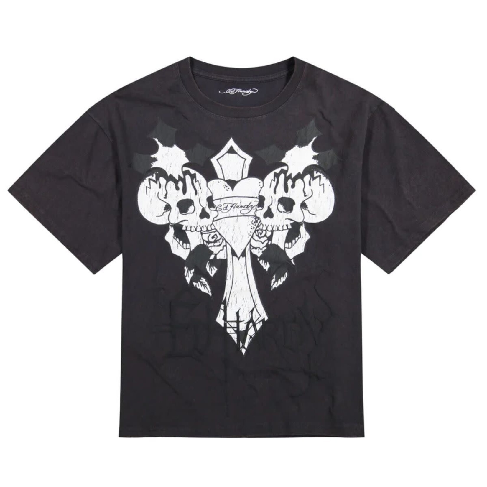 Ed Hardy Ed Hardy - Cross Skulls Boxy Tee - Mineral Grey -