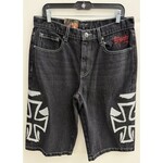 Ed Hardy Ed Hardy - Crosses Long Denim Rhinestone Shorts - Y2K Black -