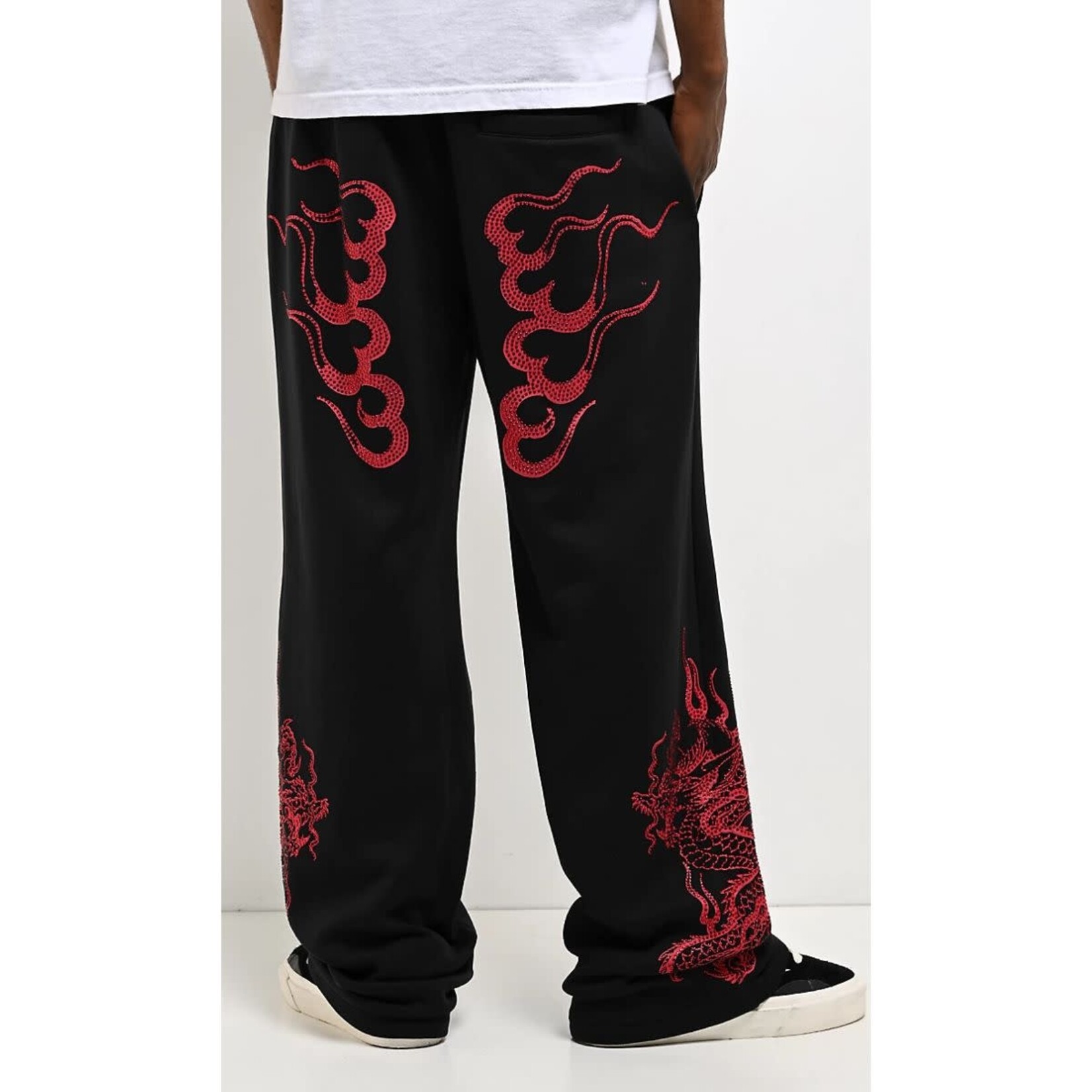 Ed Hardy Ed Hardy - Dragons Rhinestone Baggy Sweatpant - Black -