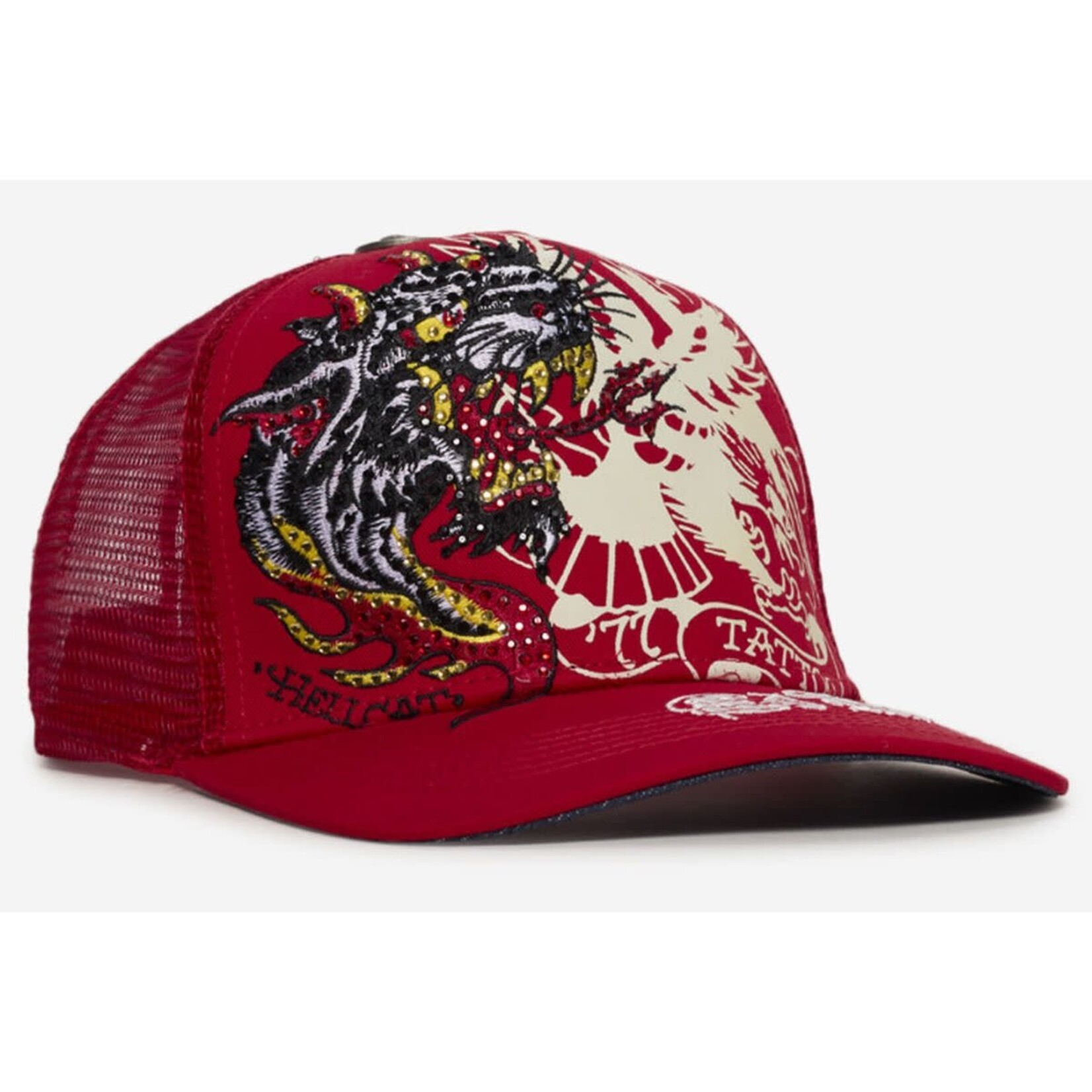 Ed Hardy Ed Hardy - Rhinestone Eagle Panther Hat - Red