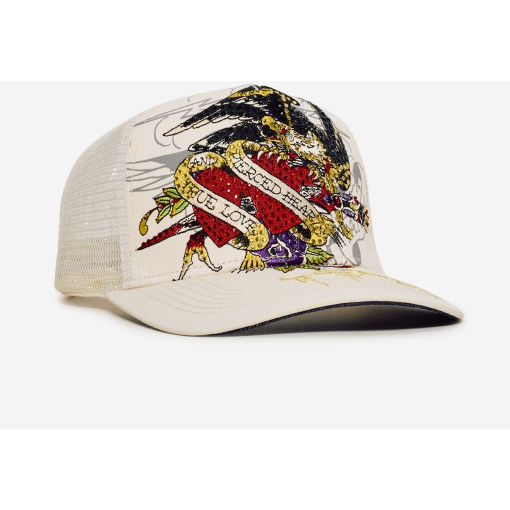 Ed Hardy Ed Hardy - Rhinestone Pierced Eagle Hat - Ivory