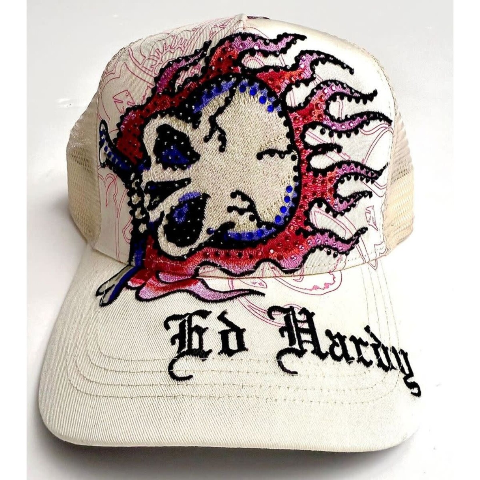 Ed Hardy Ed Hardy - Flame Skull Trucker Hat - Ivory