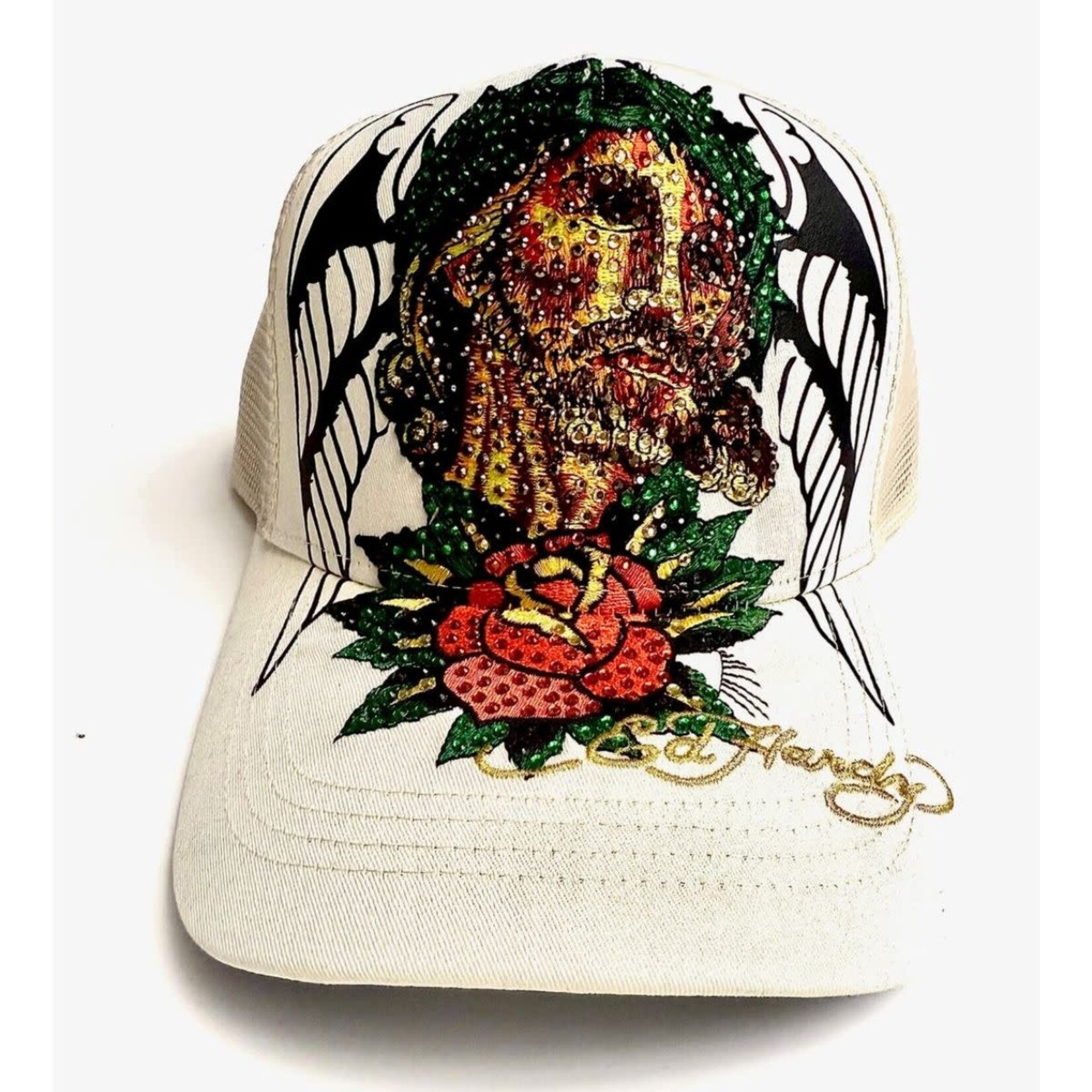 Ed Hardy Ed Hardy - Christ Rhinestone Trucker Hat - Ivory