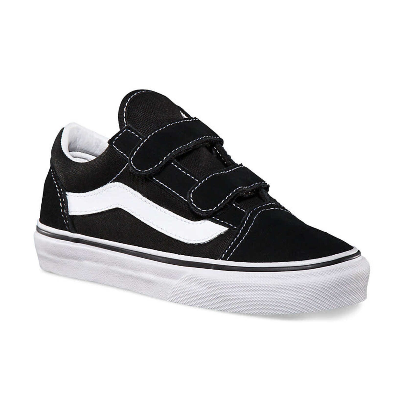 Vans Vans Old Skool V youth VELCRO Shoes - Black/True White -