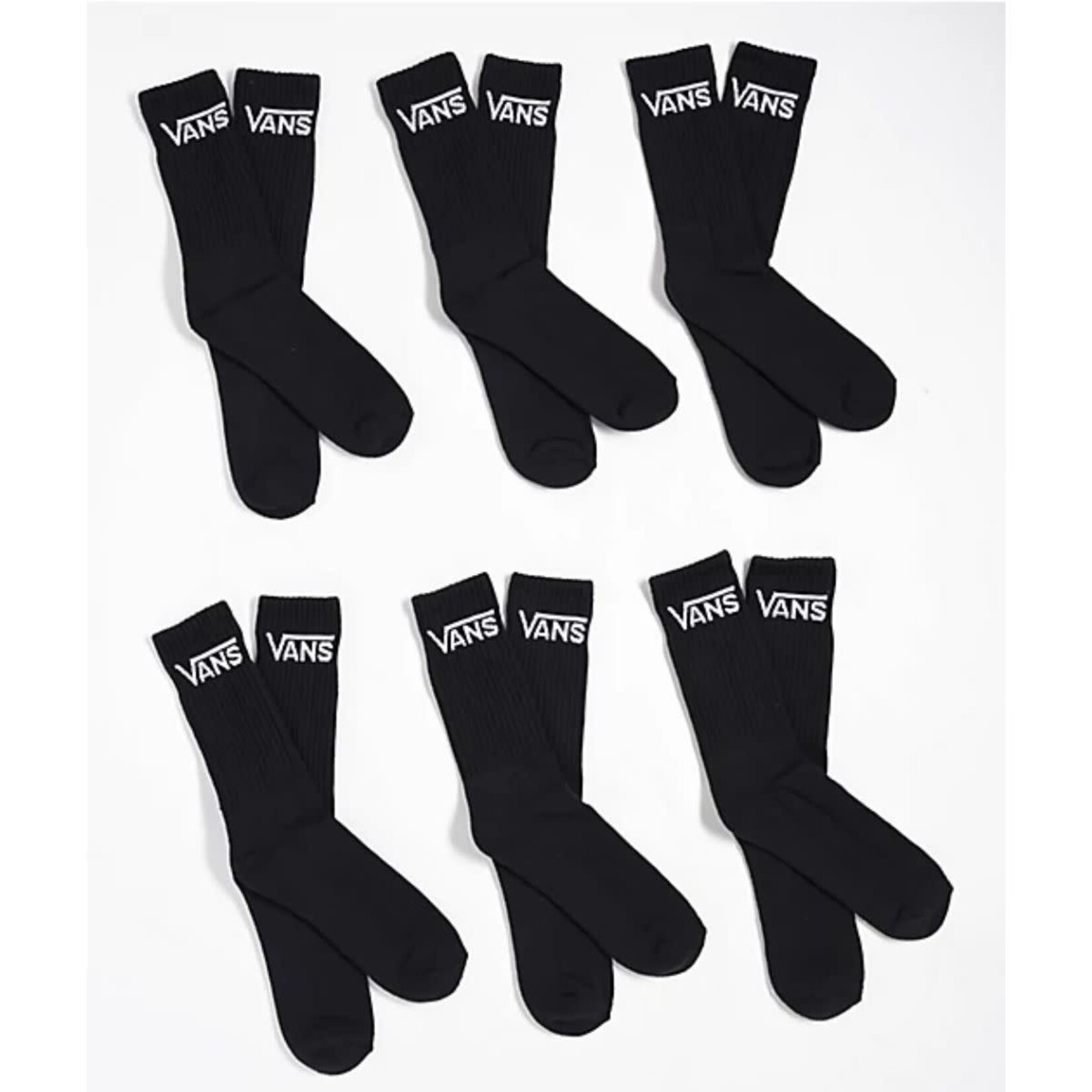 Vans Vans - Classic Crew Socks - Black - 6 pack