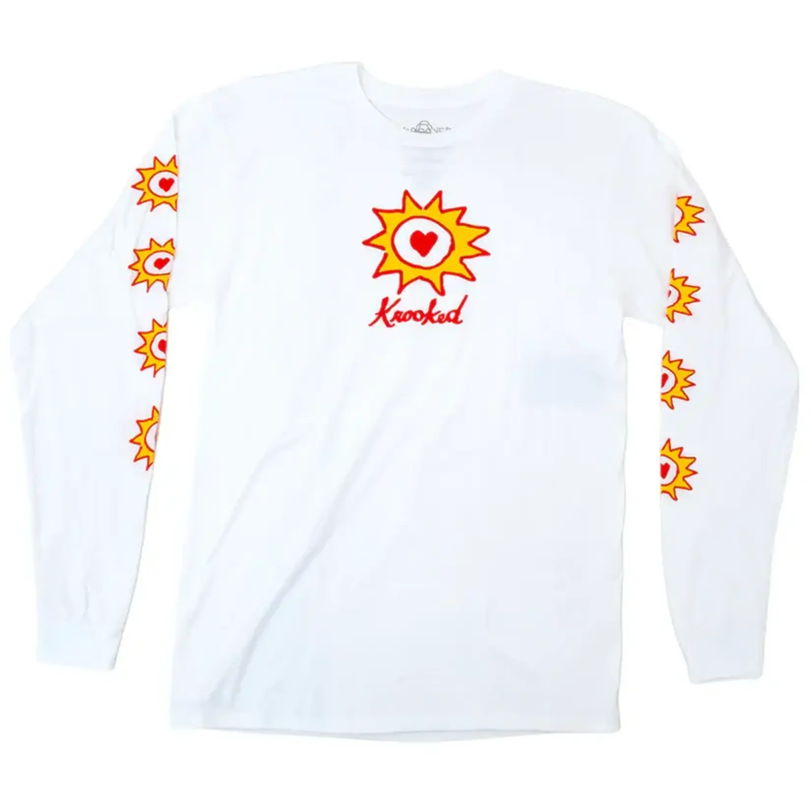 Krooked Krooked - Sun Heart Longsleeve Tee - White - LARGE