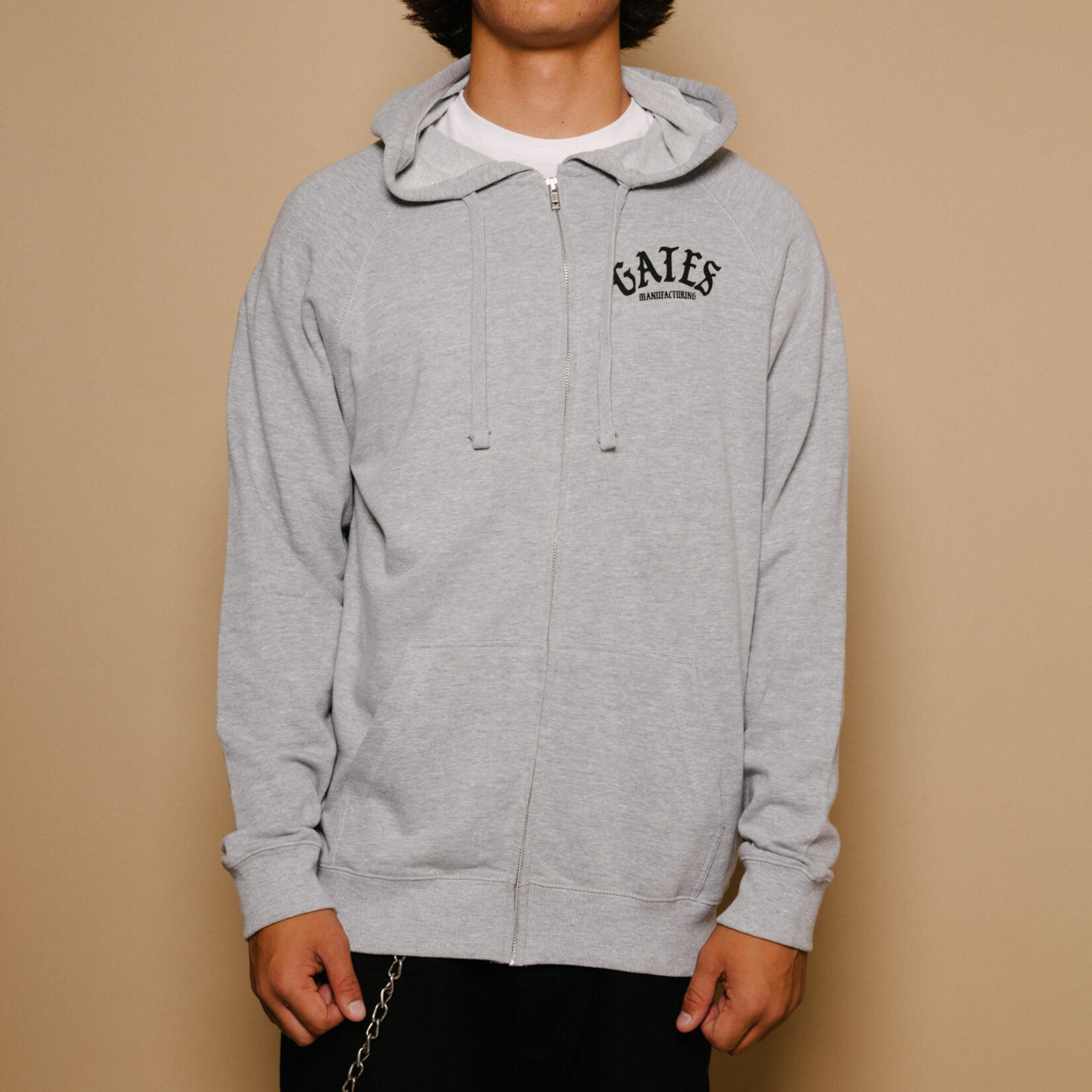 Gates Mfg Gates Mfg Lucky French Terry Full Zip Hoodie- Grey