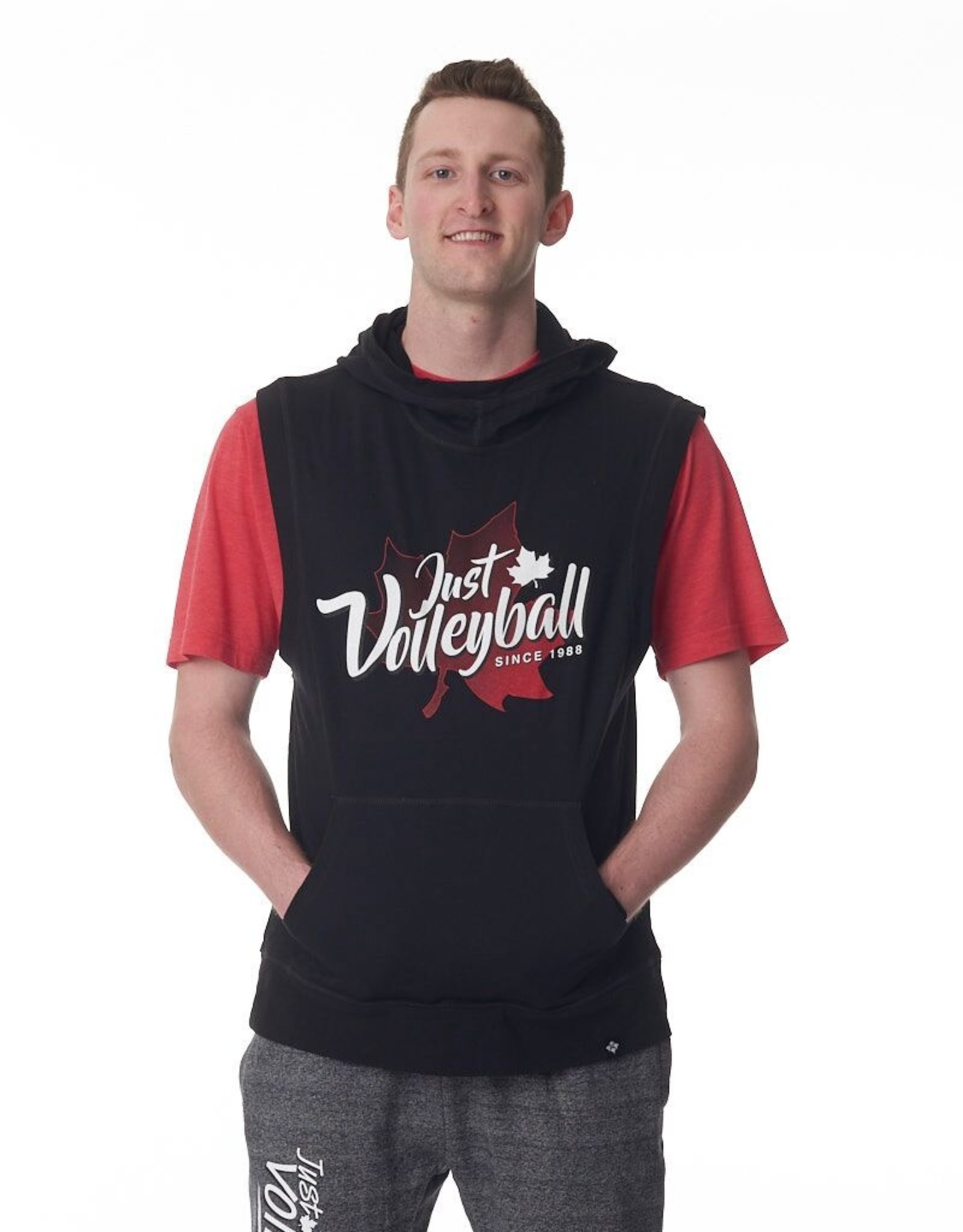 Just Volleyball JV Maple Leaf Hooded Muscle Fleece