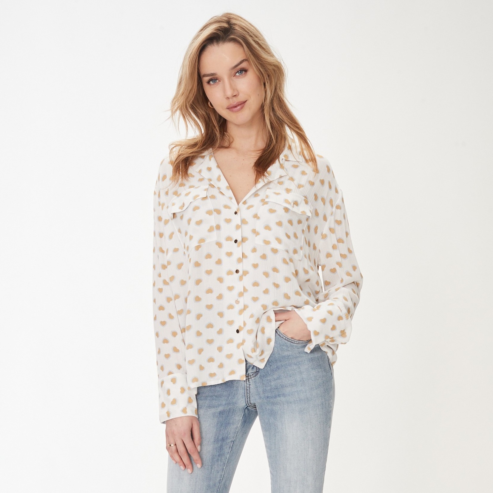 F D J Scattered Heart Printed Shirt